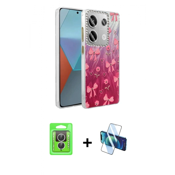 MARSİLYAN™- Redmi Note 13 Pro 4G Kılıf Zirve Modern Prime - Siyah 3D Antistatik Seramik Nano Ekran Koruyucu + Raze Metal Kamera Lens - GS