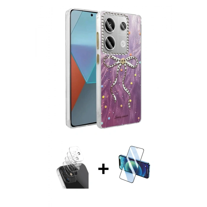 MARSİLYAN™- Redmi Note 13 Pro 4G Kılıf Zirve Modern Prime - Siyah 3D Antistatik Seramik Nano Ekran Koruyucu + Kamera Lens Koruma Cam - SF