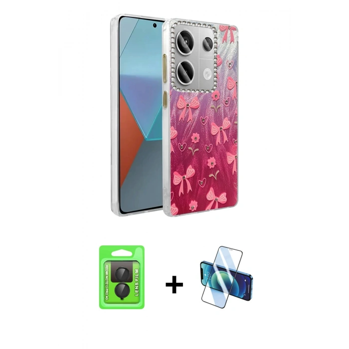 MARSİLYAN™- Redmi Note 13 Pro 4G Kılıf Zirve Modern Prime - Siyah 3D Antistatik Seramik Nano Ekran Koruyucu + Siyah Raze Metal Kamera Lens