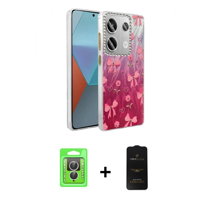 MARSİLYAN™- Redmi Note 13 Pro 4G Kılıf Zirve Modern Prime - Siyah 6D Antistatik Mat Seramik Hayalet Nano Ekran Koruyucu + Raze Metal Kamera Lens - GS