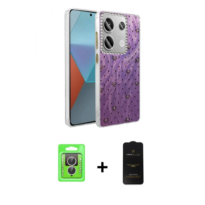 MARSİLYAN™- Redmi Note 13 Pro 4G Kılıf Zirve Modern Prime - Siyah 6D Antistatik Mat Seramik Hayalet Nano Ekran Koruyucu + Raze Metal Kamera Lens - GS