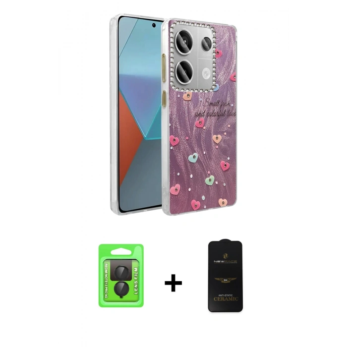 MARSİLYAN™- Redmi Note 13 Pro 4G Kılıf Zirve Modern Prime - Siyah 6D Antistatik Mat Seramik Hayalet Nano Ekran Koruyucu + Siyah Raze Metal Kamera Lens