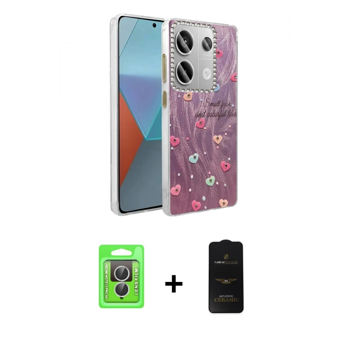 MARSİLYAN™- Redmi Note 13 Pro 4G Kılıf Zirve Modern Prime - Siyah 6D Antistatik Mat Seramik Hayalet Nano Ekran Koruyucu + Raze Metal Kamera Lens - GS