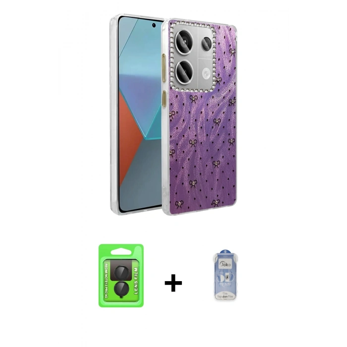 MARSİLYAN™- Redmi Note 13 Pro 4G Kılıf Zirve Modern Prime - Siyah Joko Magic 5D Cam + Raze Metal Kamera Lens - SH
