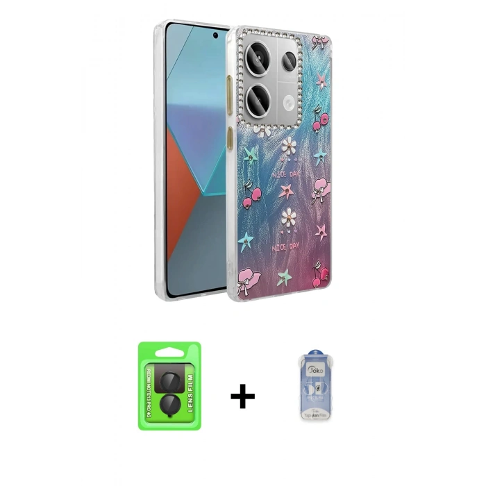 MARSİLYAN™- Redmi Note 13 Pro 4G Kılıf Zirve Modern Prime - Siyah Joko Magic 5D Cam + Raze Metal Kamera Lens - SH