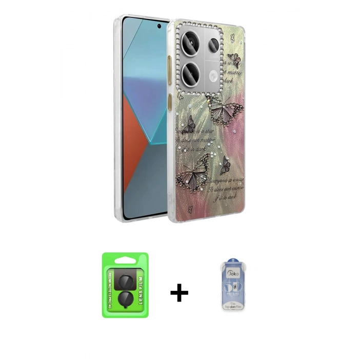 MARSİLYAN™- Redmi Note 13 Pro 4G Kılıf Zirve Modern Prime - Siyah Joko Magic 5D Cam + Raze Metal Kamera Lens - SH