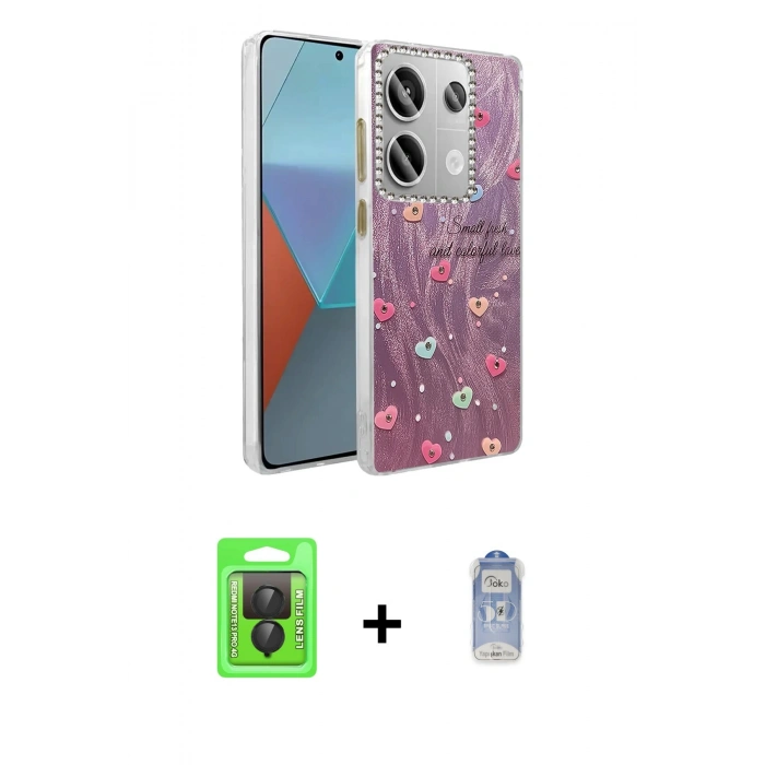 MARSİLYAN™- Redmi Note 13 Pro 4G Kılıf Zirve Modern Prime - Siyah Joko Magic 5D Cam + Raze Metal Kamera Lens - SH