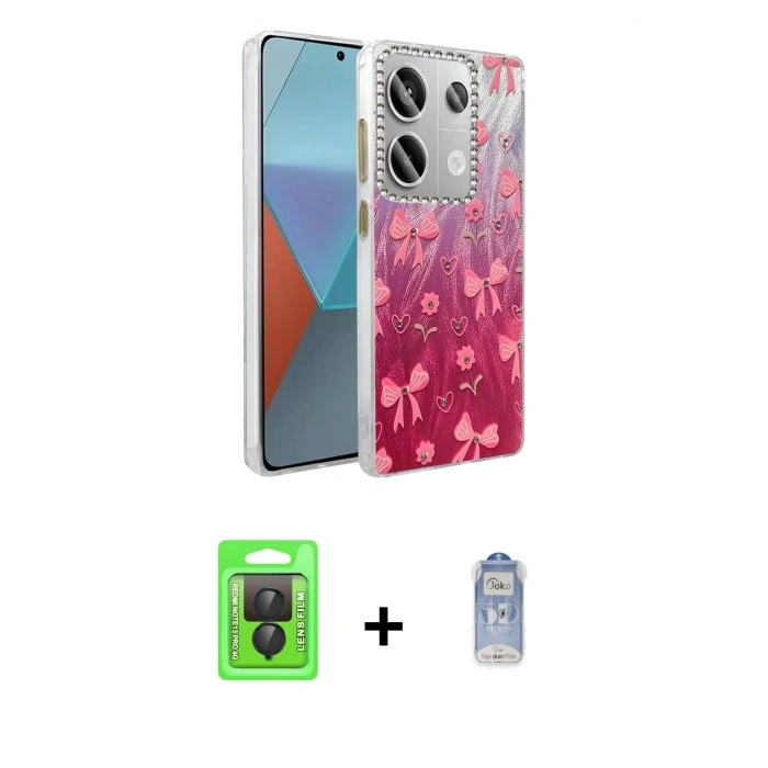 MARSİLYAN™- Redmi Note 13 Pro 4G Kılıf Zirve Modern Prime - Siyah Joko Magic 5D Cam + Raze Metal Kamera Lens - SH