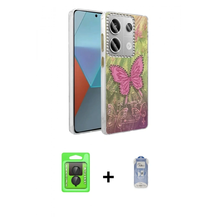 MARSİLYAN™- Redmi Note 13 Pro 4G Kılıf Zirve Modern Prime - Siyah Joko Magic 5D Cam + Raze Metal Kamera Lens - SH