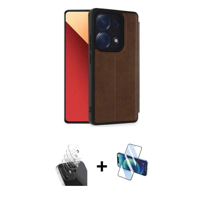 MARSİLYAN™- Redmi Note 13 Pro 4G Kılıf Zirve Yansıma Serisi - Siyah 3D Antistatik Seramik Nano Ekran Koruyucu + Kamera Lens Koruma Cam - SF