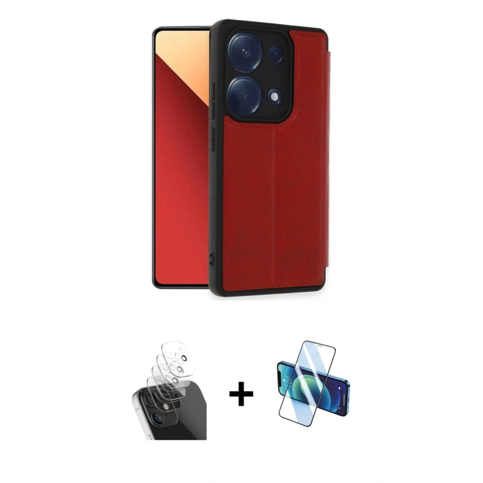 MARSİLYAN™- Redmi Note 13 Pro 4G Kılıf Zirve Yansıma Serisi - Siyah 3D Antistatik Seramik Nano Ekran Koruyucu + Kamera Lens Koruma Cam - SF