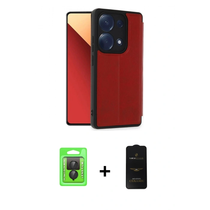MARSİLYAN™- Redmi Note 13 Pro 4G Kılıf Zirve Yansıma Serisi - Siyah 6D Antistatik Mat Seramik Hayalet Nano Ekran Koruyucu + Raze Metal Kamera Lens - SH