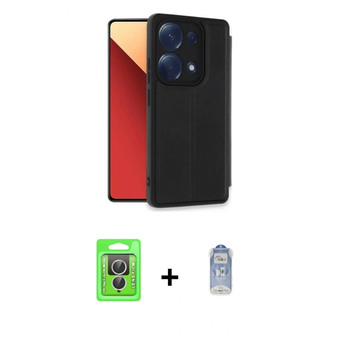 MARSİLYAN™- Redmi Note 13 Pro 4G Kılıf Zirve Yansıma Serisi - Siyah Joko Magic 5D Cam + Raze Metal Kamera Lens - GS