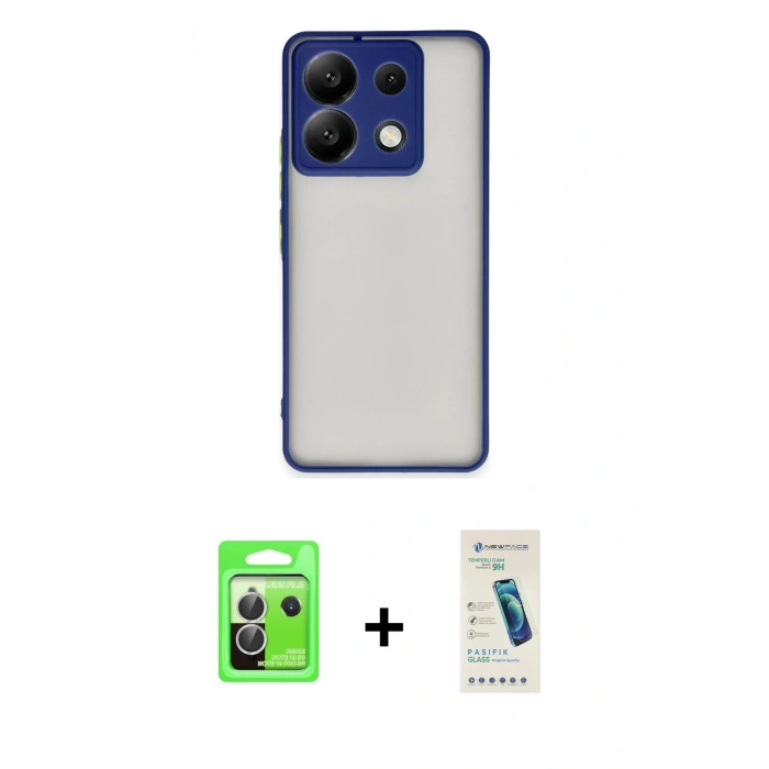 MARSİLYAN™- Redmi Note 13 Pro 5G Kılıf Ahenk Çizgi Serisi - Şeffaf Pasifik Cam Ekran Koruyucu + Raze Metal Kamera Lens - GS