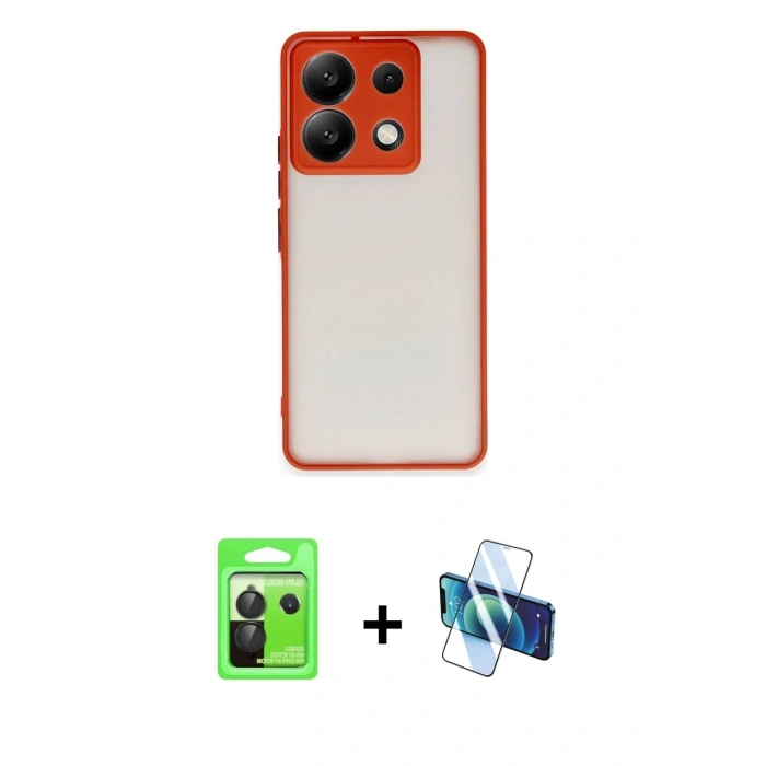MARSİLYAN™- Redmi Note 13 Pro 5G Kılıf Ahenk Çizgi Serisi - Siyah 3D Antistatik Cam Ekran Koruyucu + Raze Metal Kamera Lens - SH