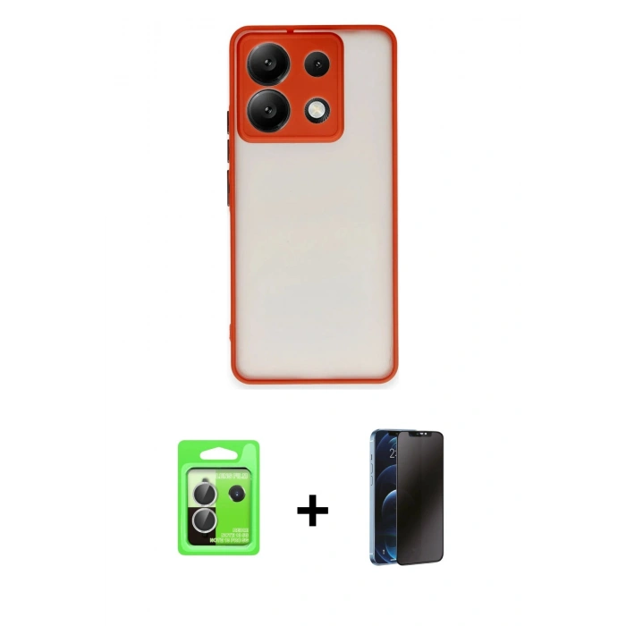 MARSİLYAN™- Redmi Note 13 Pro 5G Kılıf Ahenk Çizgi Serisi - Siyah 3D Antistatik Hayalet Cam Ekran Koruyucu + Raze Metal Kamera Lens - GS