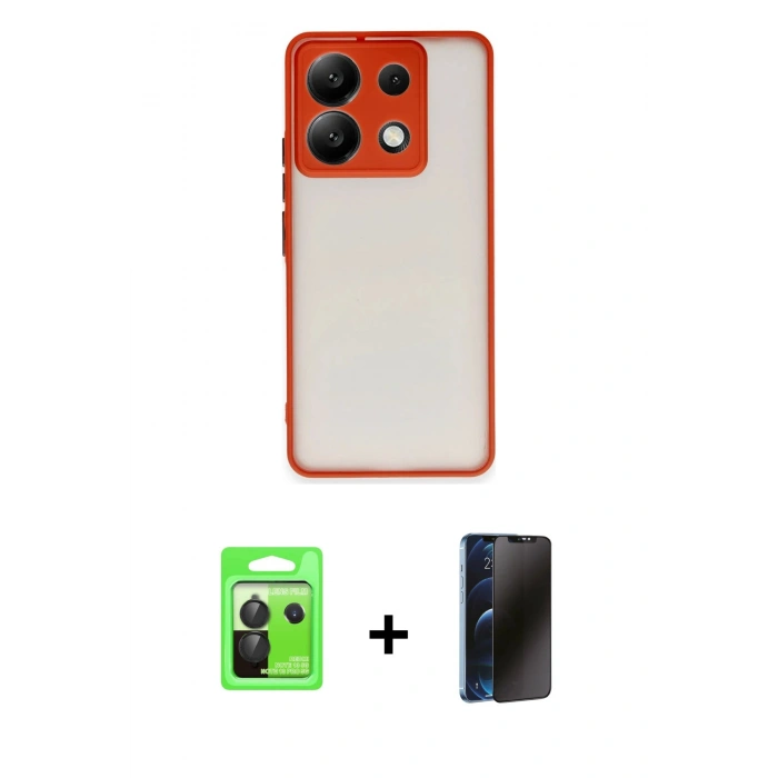 MARSİLYAN™- Redmi Note 13 Pro 5G Kılıf Ahenk Çizgi Serisi - Siyah 3D Antistatik Hayalet Cam Ekran Koruyucu + Raze Metal Kamera Lens - SH