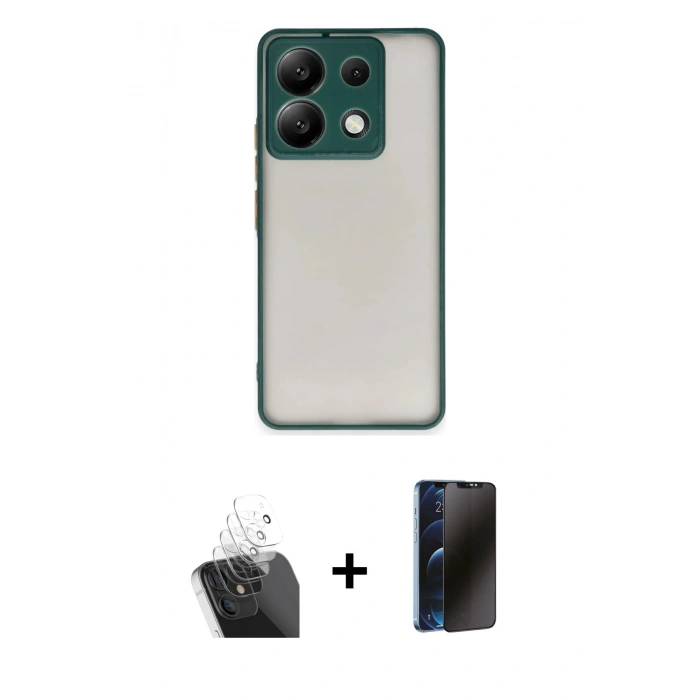 MARSİLYAN™- Redmi Note 13 Pro 5G Kılıf Ahenk Çizgi Serisi - Siyah 3D Antistatik Hayalet Cam Ekran Koruyucu + Kamera Lens Koruma Cam - SF