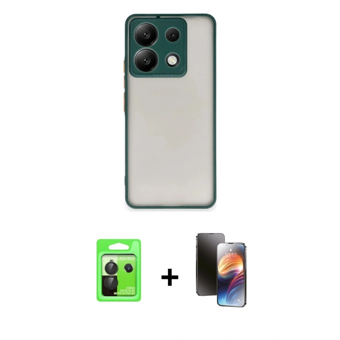 MARSİLYAN™- Redmi Note 13 Pro 5G Kılıf Ahenk Çizgi Serisi - Siyah 3D Antistatik Mat Seramik Nano Ekran Koruyucu + Raze Metal Kamera Lens - SH