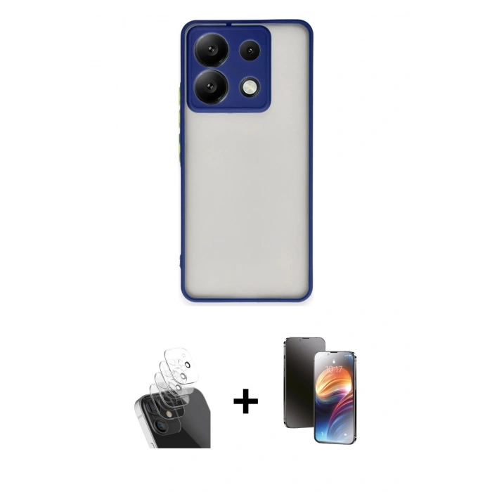 MARSİLYAN™- Redmi Note 13 Pro 5G Kılıf Ahenk Çizgi Serisi - Siyah 3D Antistatik Mat Seramik Nano Ekran Koruyucu + Kamera Lens Koruma Cam - SF