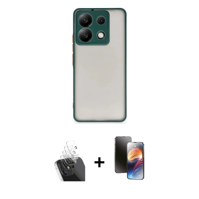 MARSİLYAN™- Redmi Note 13 Pro 5G Kılıf Ahenk Çizgi Serisi - Siyah 3D Antistatik Mat Seramik Nano Ekran Koruyucu + Kamera Lens Koruma Cam - SF