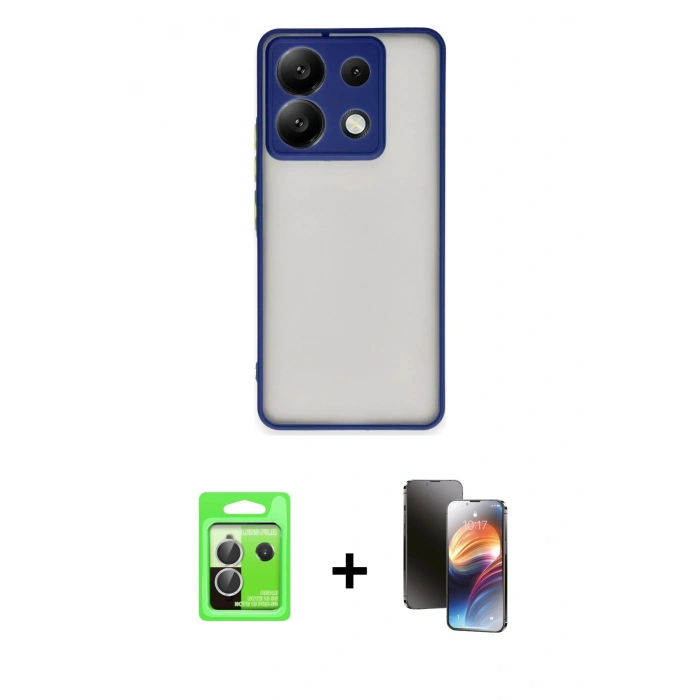 MARSİLYAN™- Redmi Note 13 Pro 5G Kılıf Ahenk Çizgi Serisi - Siyah 3D Antistatik Mat Seramik Nano Ekran Koruyucu + Raze Metal Kamera Lens - GS