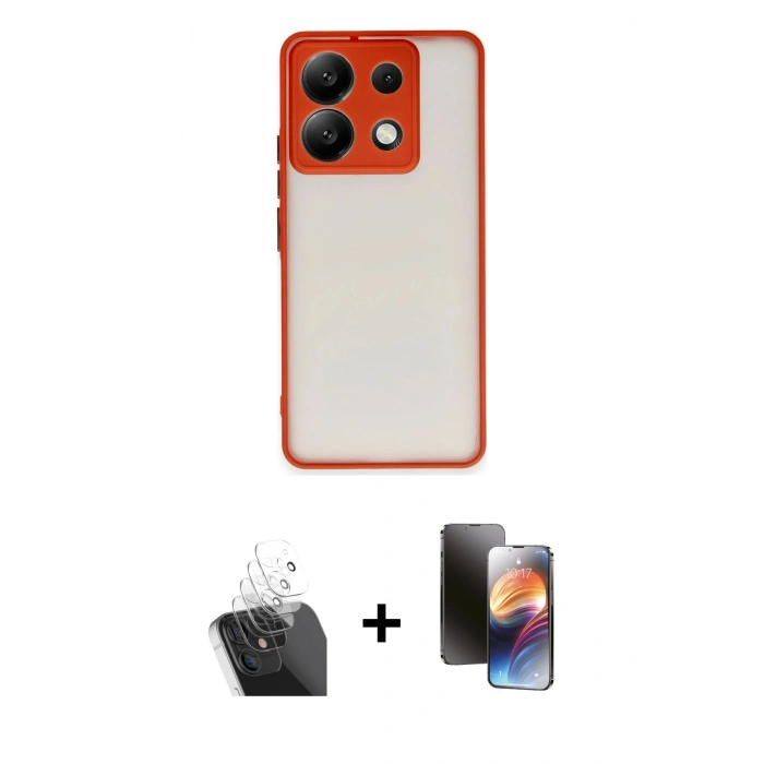 MARSİLYAN™- Redmi Note 13 Pro 5G Kılıf Ahenk Çizgi Serisi - Siyah 3D Antistatik Mat Seramik Nano Ekran Koruyucu + Kamera Lens Koruma Cam - SF
