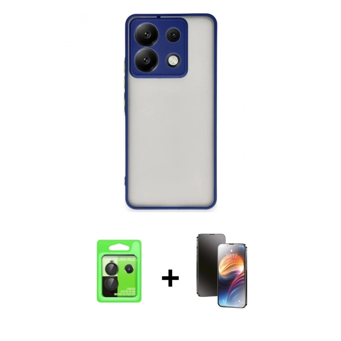 MARSİLYAN™- Redmi Note 13 Pro 5G Kılıf Ahenk Çizgi Serisi - Siyah 3D Antistatik Mat Seramik Nano Ekran Koruyucu + Raze Metal Kamera Lens - SH