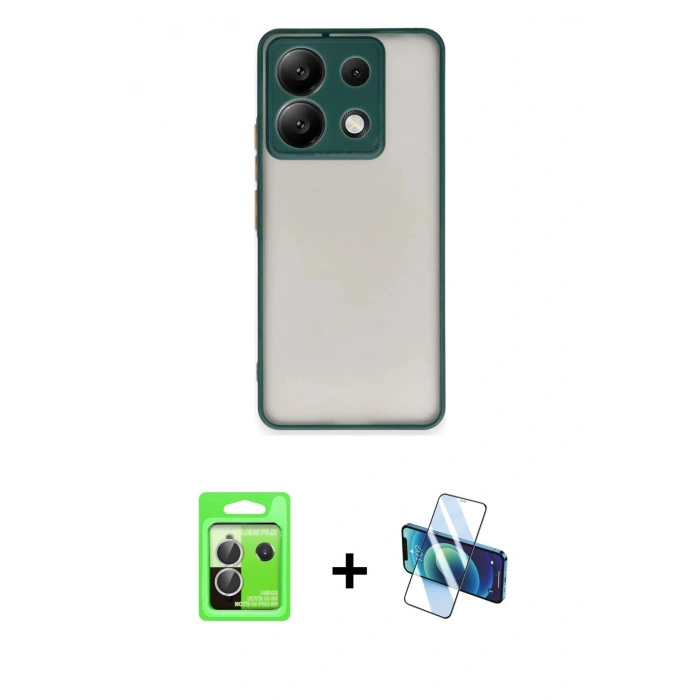 MARSİLYAN™- Redmi Note 13 Pro 5G Kılıf Ahenk Çizgi Serisi - Siyah 3D Antistatik Seramik Nano Ekran Koruyucu + Raze Metal Kamera Lens - GS