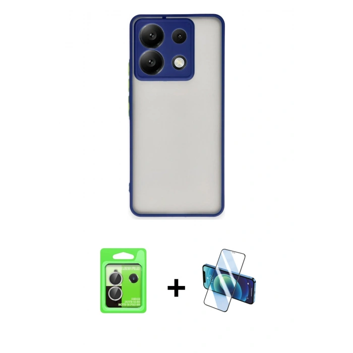 MARSİLYAN™- Redmi Note 13 Pro 5G Kılıf Ahenk Çizgi Serisi - Siyah 3D Antistatik Seramik Nano Ekran Koruyucu + Raze Metal Kamera Lens - GS