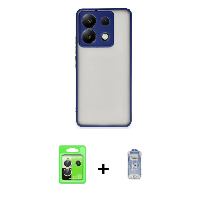 MARSİLYAN™- Redmi Note 13 Pro 5G Kılıf Ahenk Çizgi Serisi - Siyah Joko Magic 5D Cam + Gümüş Raze Metal Kamera Lens