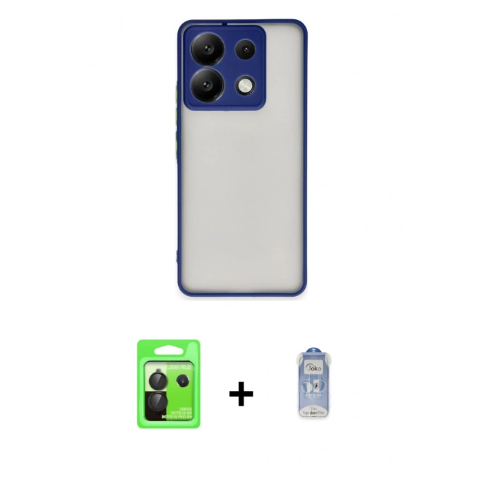 MARSİLYAN™- Redmi Note 13 Pro 5G Kılıf Ahenk Çizgi Serisi - Siyah Joko Magic 5D Cam + Raze Metal Kamera Lens - SH