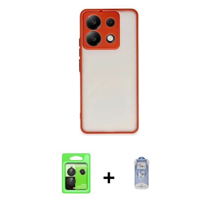 MARSİLYAN™- Redmi Note 13 Pro 5G Kılıf Ahenk Çizgi Serisi - Siyah Joko Magic 5D Cam + Raze Metal Kamera Lens - SH