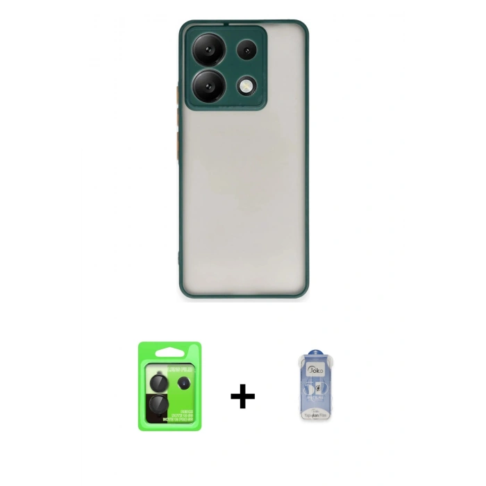 MARSİLYAN™- Redmi Note 13 Pro 5G Kılıf Ahenk Çizgi Serisi - Siyah Joko Magic 5D Cam + Raze Metal Kamera Lens - SH