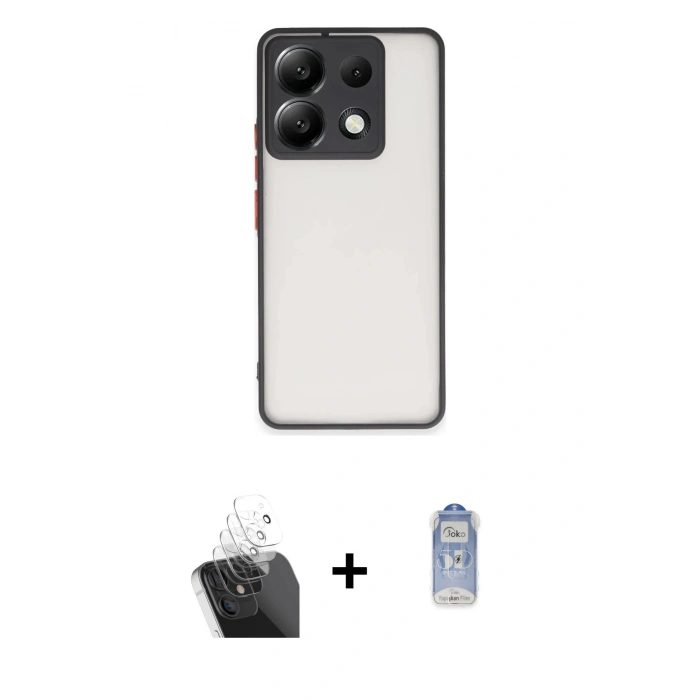 MARSİLYAN™- Redmi Note 13 Pro 5G Kılıf Ahenk Çizgi Serisi - Siyah Joko Magic 5D Cam + Kamera Lens Koruma Cam - SF