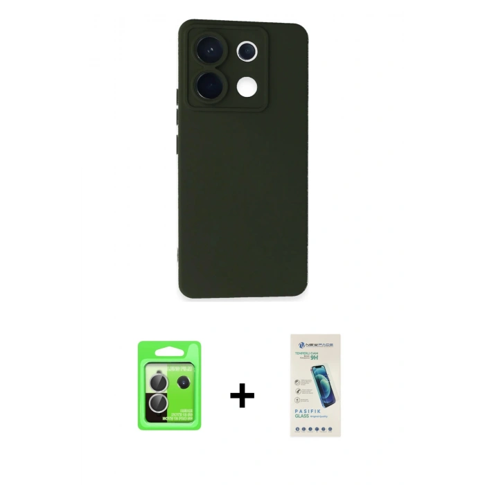 MARSİLYAN™- Redmi Note 13 Pro 5G Kılıf Ahenk Serisi - Şeffaf Pasifik Cam Ekran Koruyucu + Raze Metal Kamera Lens - GS