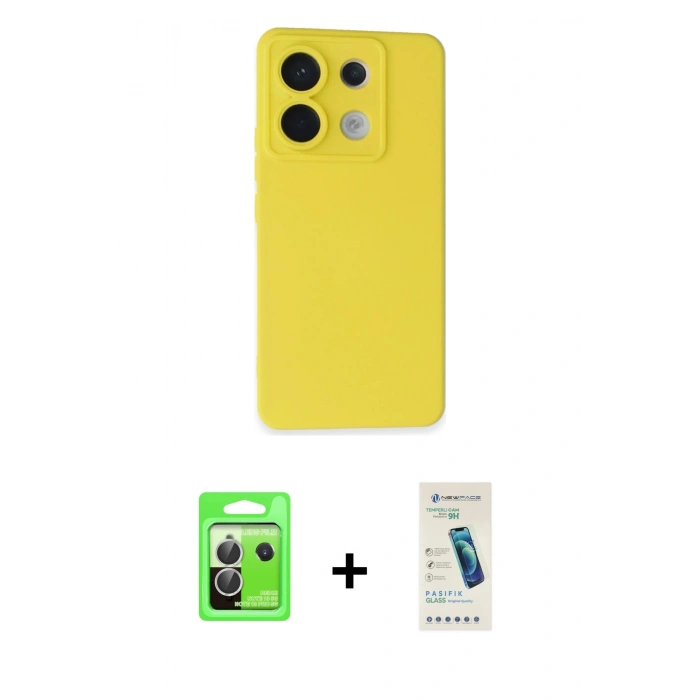 MARSİLYAN™- Redmi Note 13 Pro 5G Kılıf Ahenk Serisi - Şeffaf Pasifik Cam Ekran Koruyucu + Raze Metal Kamera Lens - GS