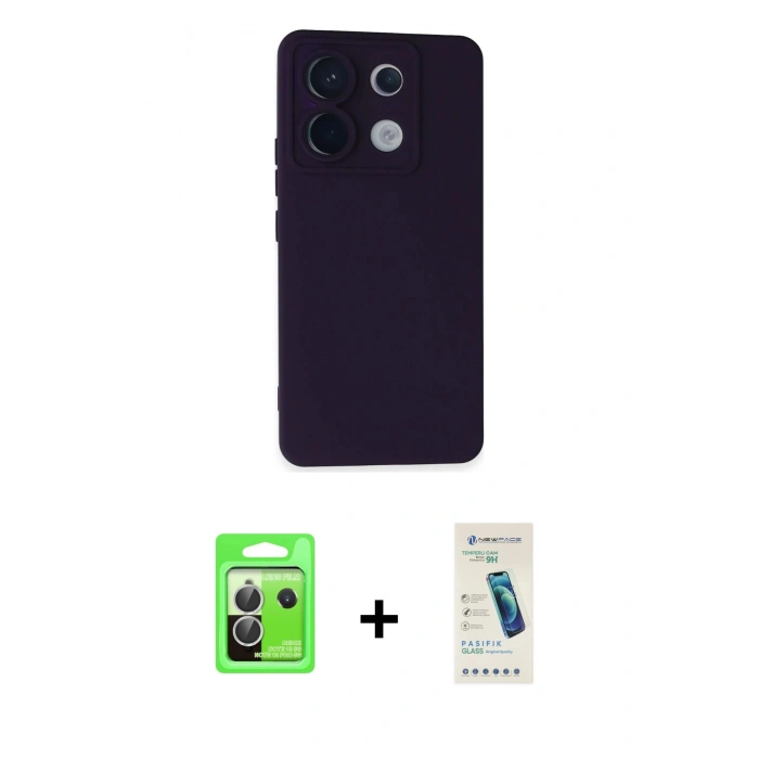 MARSİLYAN™- Redmi Note 13 Pro 5G Kılıf Ahenk Serisi - Şeffaf Pasifik Cam Ekran Koruyucu + Raze Metal Kamera Lens - GS