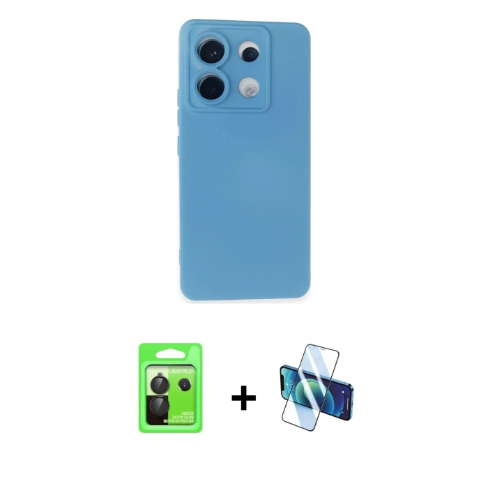 MARSİLYAN™- Redmi Note 13 Pro 5G Kılıf Ahenk Serisi - Siyah 3D Antistatik Cam Ekran Koruyucu + Raze Metal Kamera Lens - SH