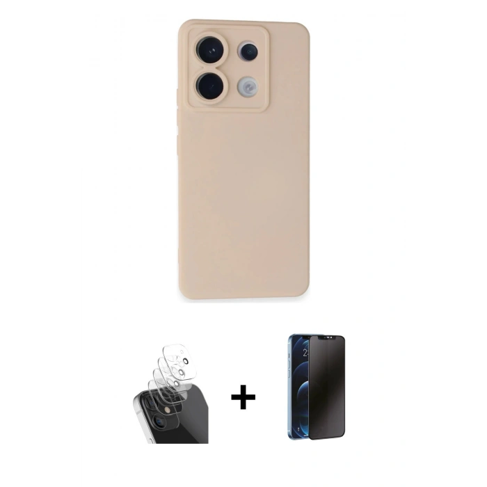 MARSİLYAN™- Redmi Note 13 Pro 5G Kılıf Ahenk Serisi - Siyah 3D Antistatik Hayalet Cam Ekran Koruyucu + Kamera Lens Koruma Cam - SF