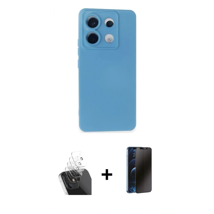 MARSİLYAN™- Redmi Note 13 Pro 5G Kılıf Ahenk Serisi - Siyah 3D Antistatik Hayalet Cam Ekran Koruyucu + Kamera Lens Koruma Cam - SF