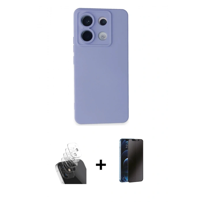 MARSİLYAN™- Redmi Note 13 Pro 5G Kılıf Ahenk Serisi - Siyah 3D Antistatik Hayalet Cam Ekran Koruyucu + Kamera Lens Koruma Cam - SF