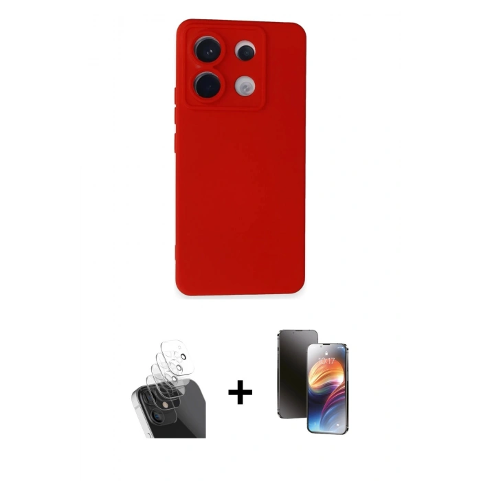 MARSİLYAN™- Redmi Note 13 Pro 5G Kılıf Ahenk Serisi - Siyah 3D Antistatik Mat Seramik Nano Ekran Koruyucu + Kamera Lens Koruma Cam - SF