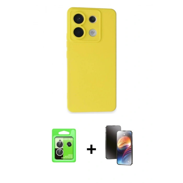MARSİLYAN™- Redmi Note 13 Pro 5G Kılıf Ahenk Serisi - Siyah 3D Antistatik Mat Seramik Nano Ekran Koruyucu + Raze Metal Kamera Lens - GS
