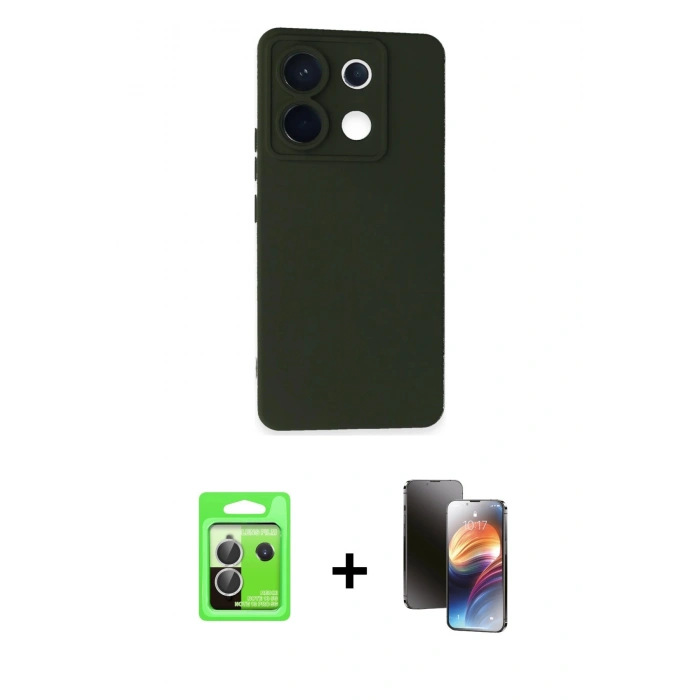 MARSİLYAN™- Redmi Note 13 Pro 5G Kılıf Ahenk Serisi - Siyah 3D Antistatik Mat Seramik Nano Ekran Koruyucu + Raze Metal Kamera Lens - GS