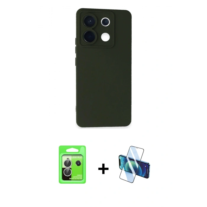MARSİLYAN™- Redmi Note 13 Pro 5G Kılıf Ahenk Serisi - Siyah 3D Antistatik Seramik Nano Ekran Koruyucu + Raze Metal Kamera Lens - GS