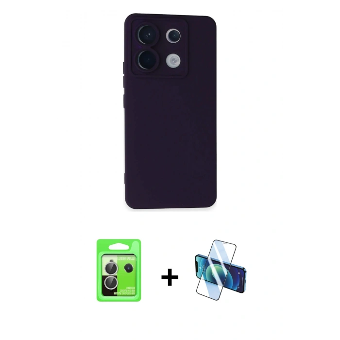 MARSİLYAN™- Redmi Note 13 Pro 5G Kılıf Ahenk Serisi - Siyah 3D Antistatik Seramik Nano Ekran Koruyucu + Raze Metal Kamera Lens - GS