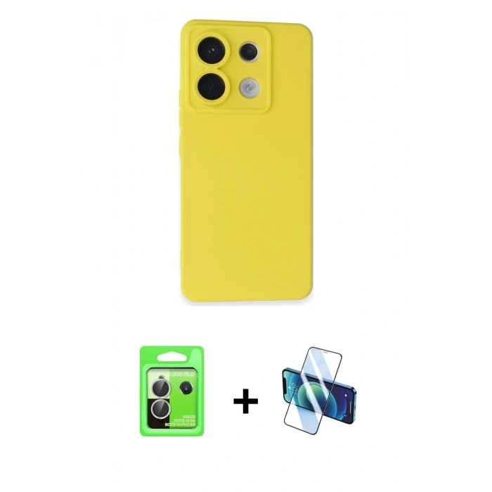 MARSİLYAN™- Redmi Note 13 Pro 5G Kılıf Ahenk Serisi - Siyah 3D Antistatik Seramik Nano Ekran Koruyucu + Raze Metal Kamera Lens - GS