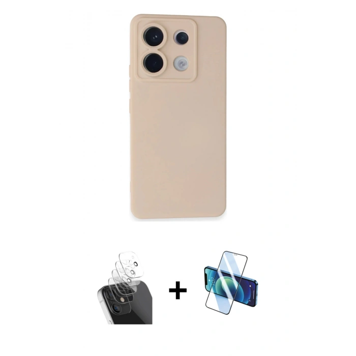 MARSİLYAN™- Redmi Note 13 Pro 5G Kılıf Ahenk Serisi - Siyah 3D Antistatik Seramik Nano Ekran Koruyucu + Kamera Lens Koruma Cam - SF