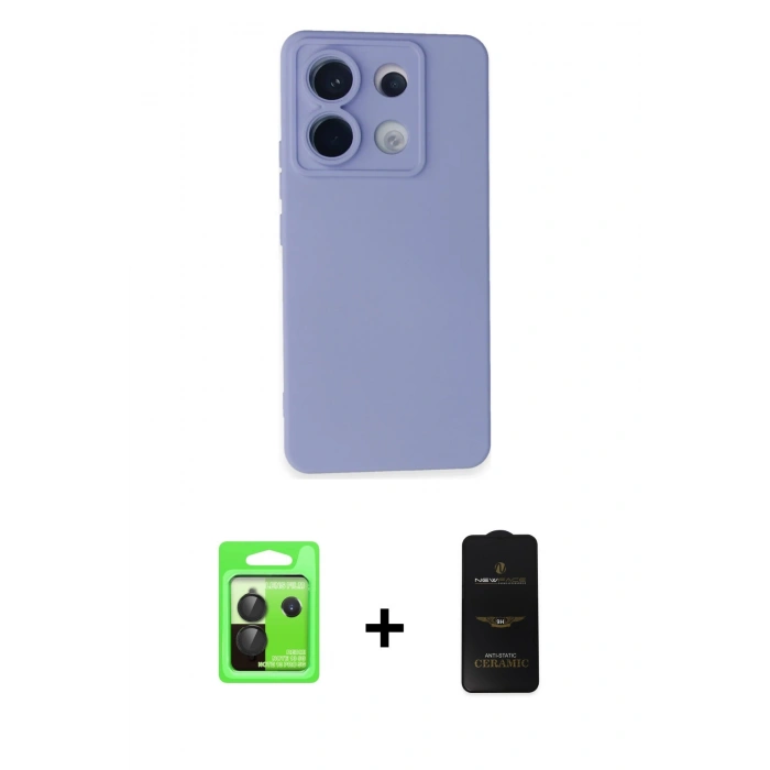 MARSİLYAN™- Redmi Note 13 Pro 5G Kılıf Ahenk Serisi - Siyah 6D Antistatik Mat Seramik Hayalet Nano Ekran Koruyucu + Raze Metal Kamera Lens - SH